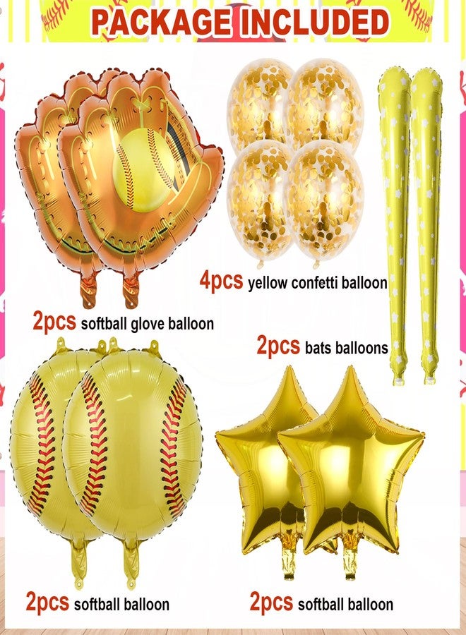 HEPAPATE Softball Party Balloons,12pcs Softball Glove Foil Balloons,Bat Balloon confetti balloon for Sports Theme Supplies Gender Reveal Baby Shower Decoration,Boys Girls Birthdays Party Supplies - Image 2